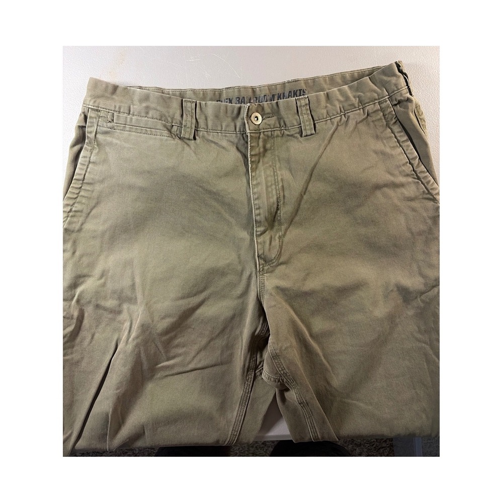 Duluth Trading Co Ballroom Khakis Mens 36x34 Green Cotton Flex Straight Pants
